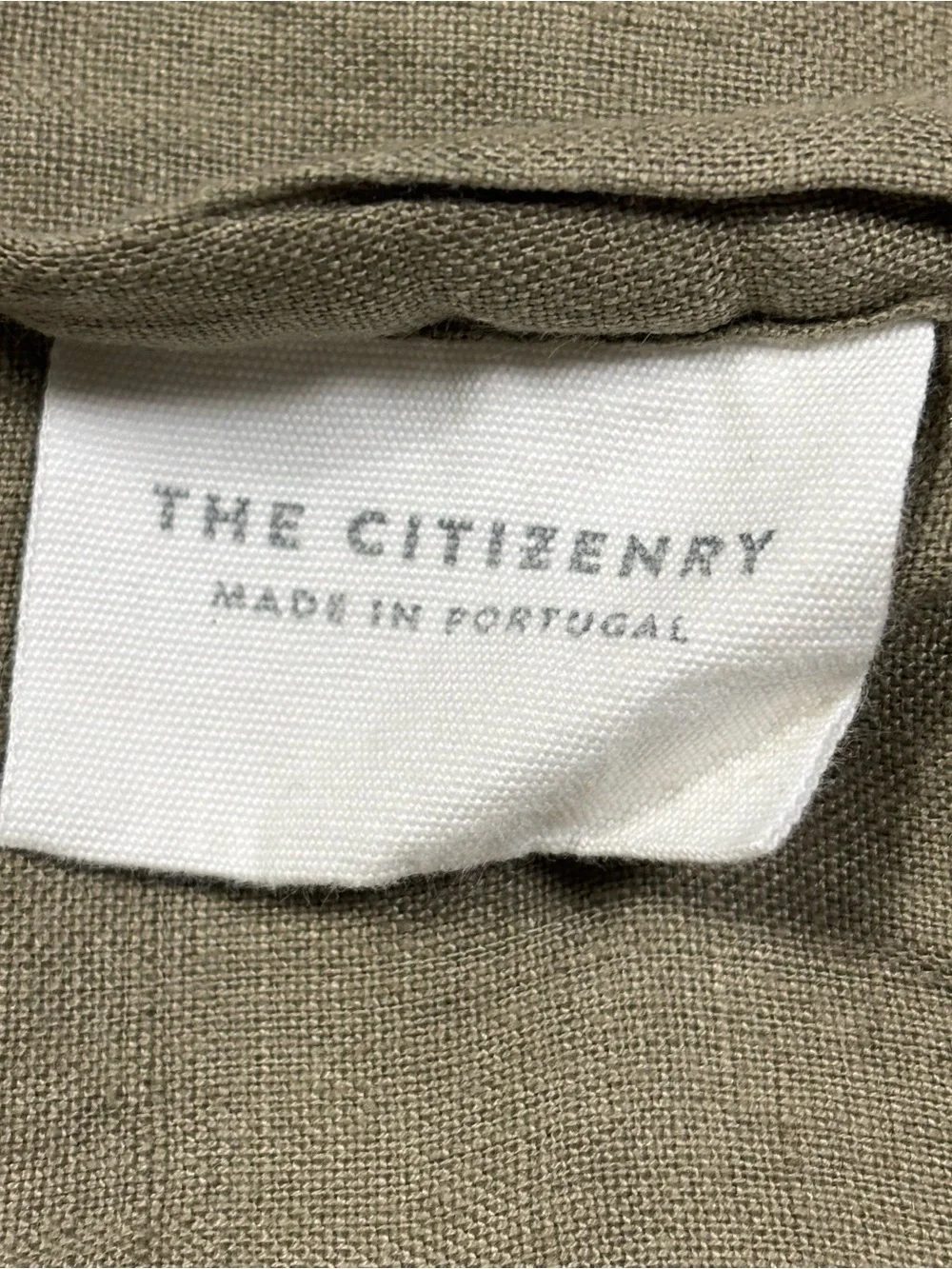 The Citizenry 100% French Linen Stonewashed Flat Olive Green Sheet King